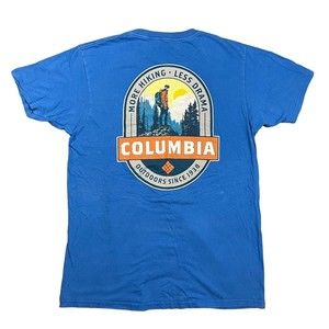 Columbia Sportswear Mens Medium Blue Short Sleeve More Hiking Graphic T-Shirt